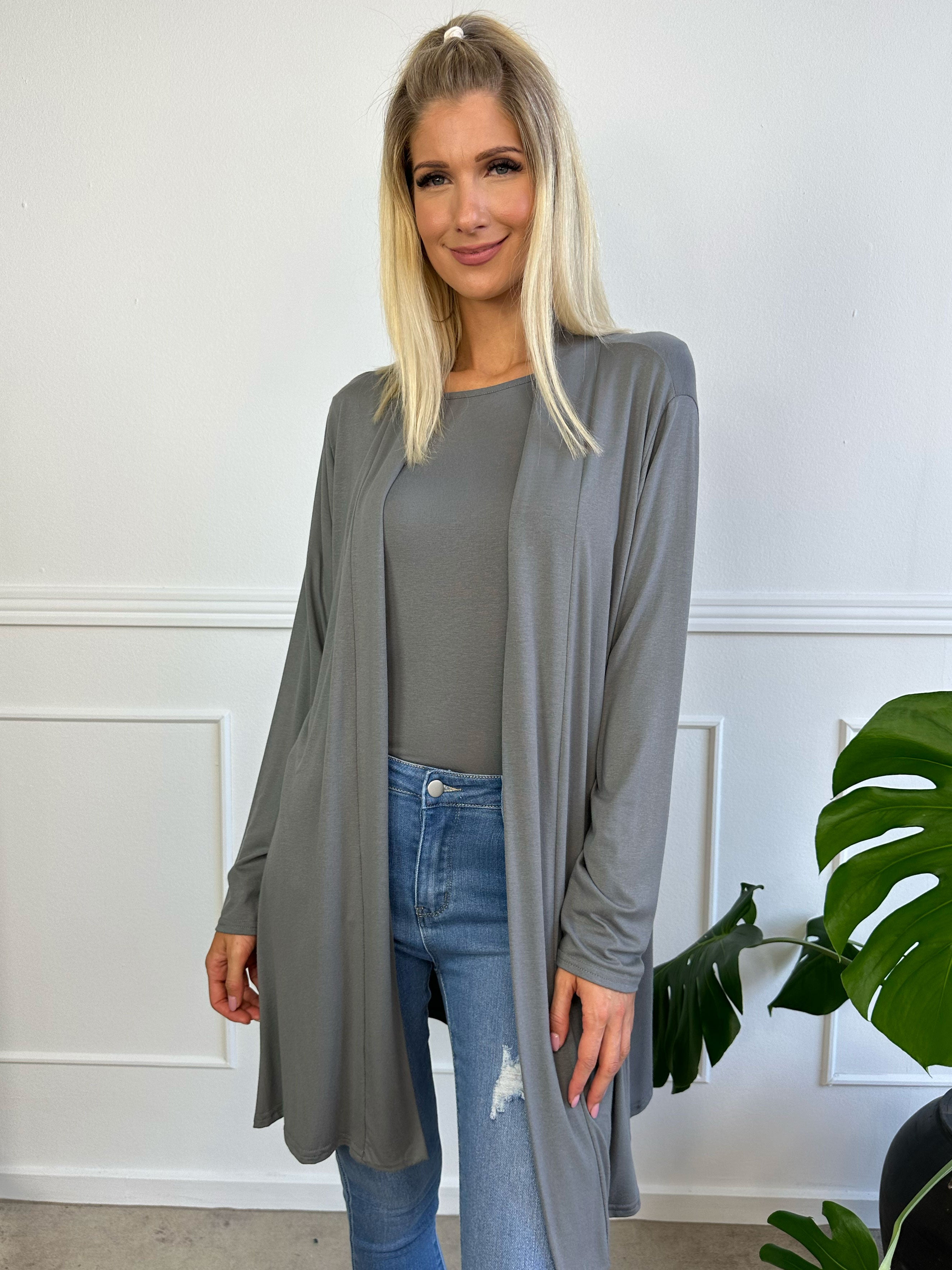 Rosa - Basis cardigan i jersey stof (bestseller)